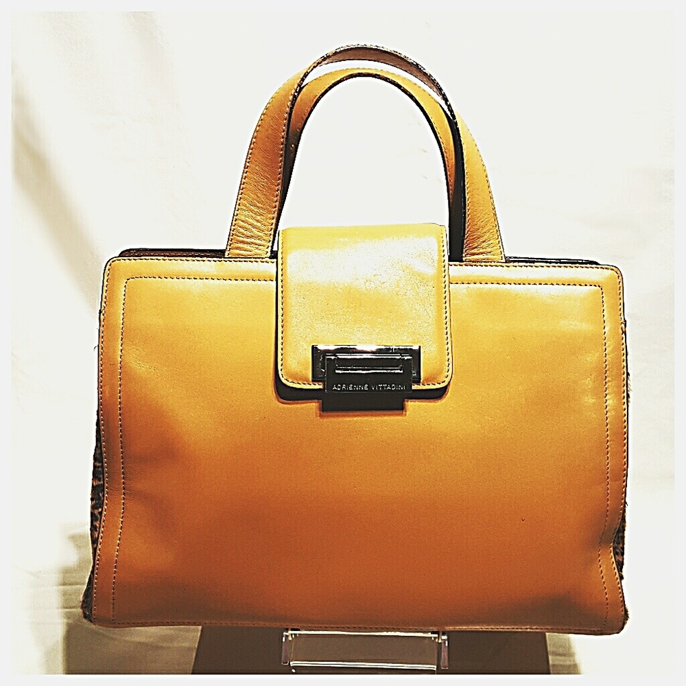 Yellow Leather Top-Handle Bag